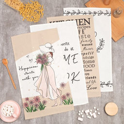 Набор кухонных полотенец Доляна Happiness, 35?60 см -4 шт., 100% хлопок, вафля 160 г/м?