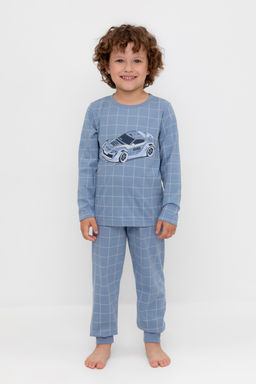 К 1637/серо-голубой,двойная клетка пижама дет - Crockid фото 3