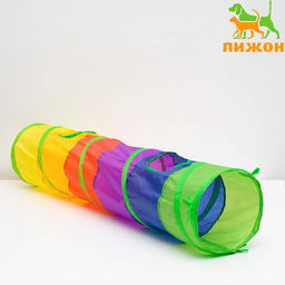 Туннель для кошек с игрушкой, 12025 см, разноцветный