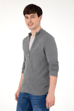 Мужской серый меланжевый базовый трикотажный кардиган Неожиданная скидка в корзине - U.s. polo assn фото 10