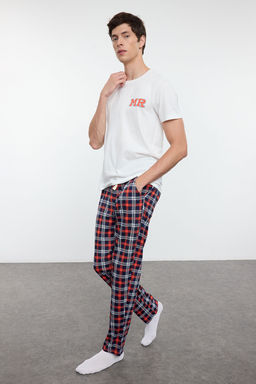 TRENDYOL MAN Ekru Regular Fit Bask?l? Orme Couple/Cift %100 Pamuklu Pijama Tak?m? TMNAW25PT00048 - Trendyolmilla фото 2