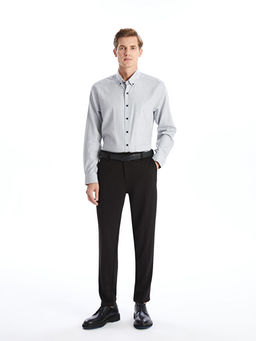 Regular Fit Uzun Kollu Desenli Poplin Erkek G?mlek