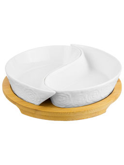 Тарелка под оливки 100 мл 15*15*3,5 см Инь-Янь розы на деревянной подставке - Elan gallery фото 4