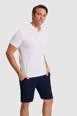 Erkek Beyaz Regular Fit Polo Yaka Basic Ti__rt