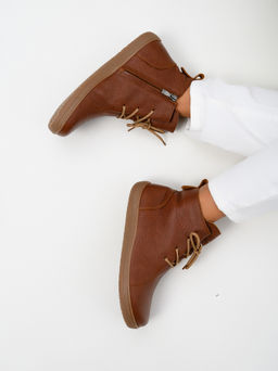 Босоногие ботинки 352.NATAbr.Коньяк/мех