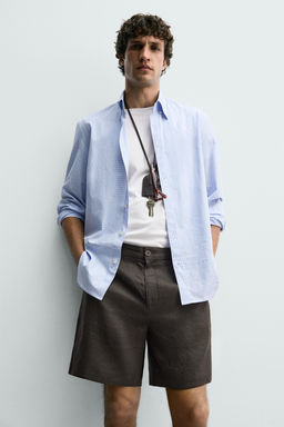 BERMUDA REGULAR FIT 100% LINO / Marr?n