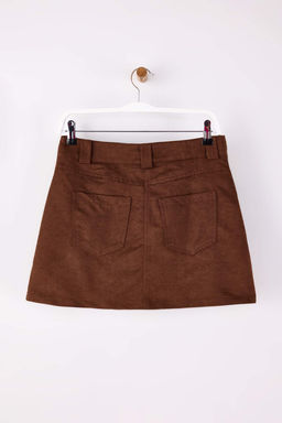 Koyu Kahverengi Suni Suet Mini Sort Etek Sort & Bermuda TWOAW26SR00058 - Trendyolmilla фото 6