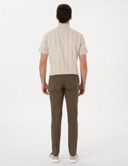 Haki Slim Fit Keten G_r_n_ml_ Kanvas Pantolon