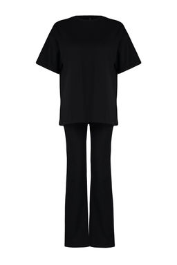 Siyah %100 Pamuk Oversize Kal?p Ispanyol Paca Orme T-shirt/Pantolon Alt-Ust Tak?m TWOSS24AU00059 - Trendyolmilla фото 7