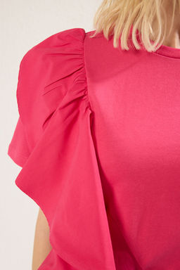 Fusya Poplin F?rf?r Detayl? Regular/Normal Kesim Orme Bluz TWOSS25BZ00008 - Trendyolmilla фото 4