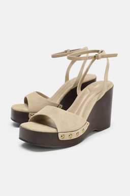 SPLIT SUEDE STUDDED SANDALS - Zara фото 14