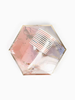 Посуда одноразовая бумажная на 12 персон, 22 предмета, мрамор розовый