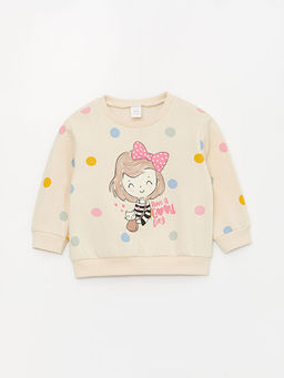 Bisiklet Yaka K?z Bebek Bask?l? Sweatshirt ve E?ofman Alt 2li - Waikiki фото 2