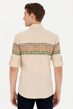 Мужская бежевая рубашка с длинным рукавом - U.s. polo assn фото 19