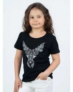 Футболка д/д принт Олень, цвет черный, 100% х/б