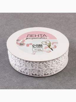 Лента фигурная Ромашки, 25 мм, 90.5 м, белая