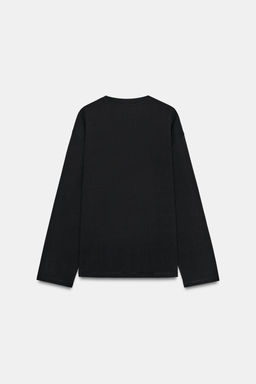 CAMISETA ESCOTE PICO ALGOD?N / Negro - Zara фото 6