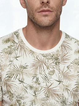 Bisiklet Yaka Desenli Penye Erkek Ti??rt