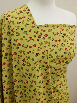 Теплый хлопок Цветочный каприз цв.св.золотисто-оливковый, ш.1.5м, хлопок-100%, 150гр/м.кв - Купава фото 2