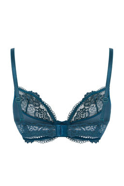 Petrol Tekli Dantel Balenli Ajurlu Sabit Kap Balconette Sutyen THMSS24SU00030