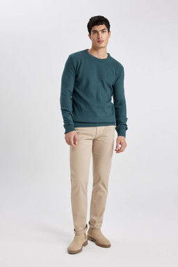 Брюки-чиносы прямого кроя из габардина с карманом на молнии и парусиновой тканью стандартного кроя - Defacto фото 4