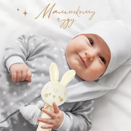 Игрушка - пищалка M&B Новогодний зайка, бежевый