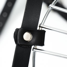 Намордник металлический №4 с трехсторонним ремешком, прессованная кожа, чёрный - Пижон фото 9