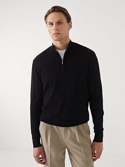 Dik Yaka Uzun Kollu Erkek Triko Kazak