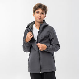 RODOS Куртка софтшелл для мальчика демисезон М-311д Тёмно-серый  фото 8