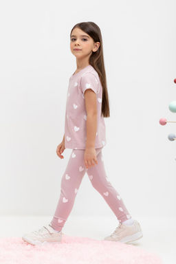 КР 4074/розово-сиреневый,сердечки брюки (лосины) для дев