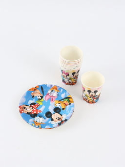 Посуда одноразовая бумажная на 10 персон: стаканы, тарелки, скатерть, Друзья