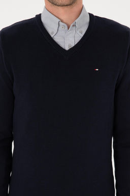 Erkek Slim Fit V Yaka Lacivert Basic Kazak - U.s. polo assn фото 6