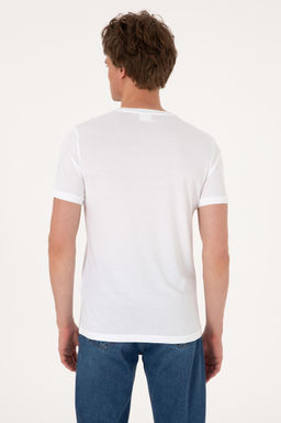 Erkek Slim Fit V Yaka Beyaz Basic Ti__rt Sepette S_rpriz _ndirim - U.s. polo assn фото 5