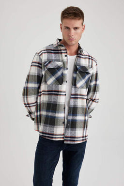 Рубашка Relax Fit с воротником-поло Lumberjack и длинными рукавами - Defacto фото 4