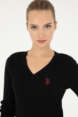 Женский черный базовый свитер с v-образным вырезом Неожиданная скидка в корзине - U.s. polo assn фото 9