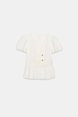 TOP PEPLUM CON BOTONES DORADOS / Blanco roto