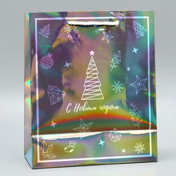 Пакет голографический Подарочек, ML 23 27 11.5 см - Дарите счастье фото 4