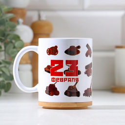 Кружка сублимация 23 февраля. Танчики, с нанесением