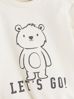 Bask?l? Erkek Bebek Sweatshirt ve E?ofman Alt 2li