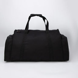 Сумка спортивная на молнии, 3 наружных кармана, длинный ремень, большой размер, чёрная