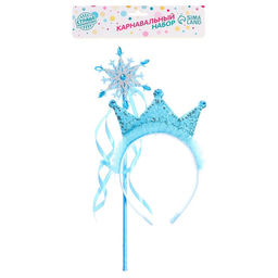Карнавальный набор Снежная принцесса, 2 предмета: ободок, жезл, цвет голубой - Simaland фото 4