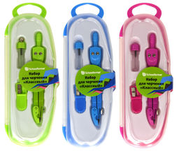 Набор чертежный КЛАССНЫЙ 160 мм, 3 предмета в пластиковом пенале, ассорти