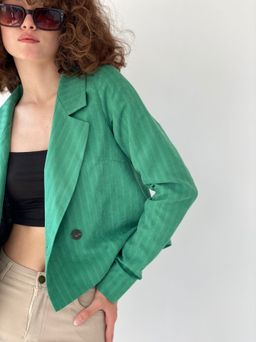 6793 Жакет укороченный двубортный в зелёном цвете - Martichelli фото 18