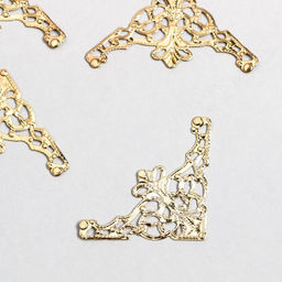 Цена за 2 шт. Декор металлический «Узорный уголок» набор 6 шт. золото 3.5×3.5 см