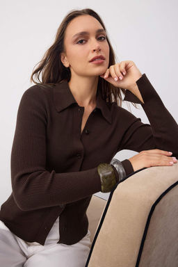 Wardrobe Essentials Kahverengi Premium Iplik Polo Yaka Triko H?rka | TWOAW26HI00225