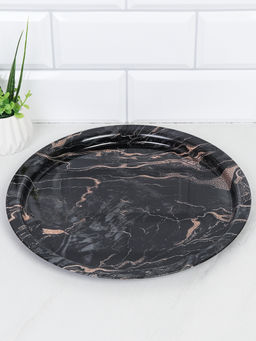 Поднос круглый 28 см Черный мрамор / DR-401 /уп 100/ - ГалеонТрейд фото 2