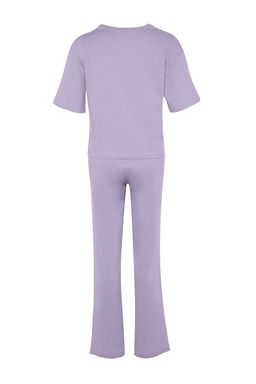 Trendyolmilla Lila %100 Pamuklu Eglenceli Bask?l? T-shirt-Pantolon Orme Pijama Tak?m? THMSS23PT00134 фото 32