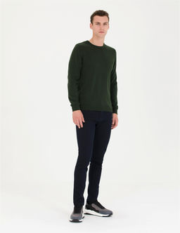 Koyu Ye_il Slim Fit Bisiklet Yaka Basic Triko Kazak - Pierre cardin фото 4