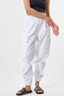 Брюки карго из плотного хлопка под деним белые