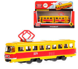 Технопарк. Трамвай арт.SB-16-66WB 16,5 см, металл., двери, инерц., кор.